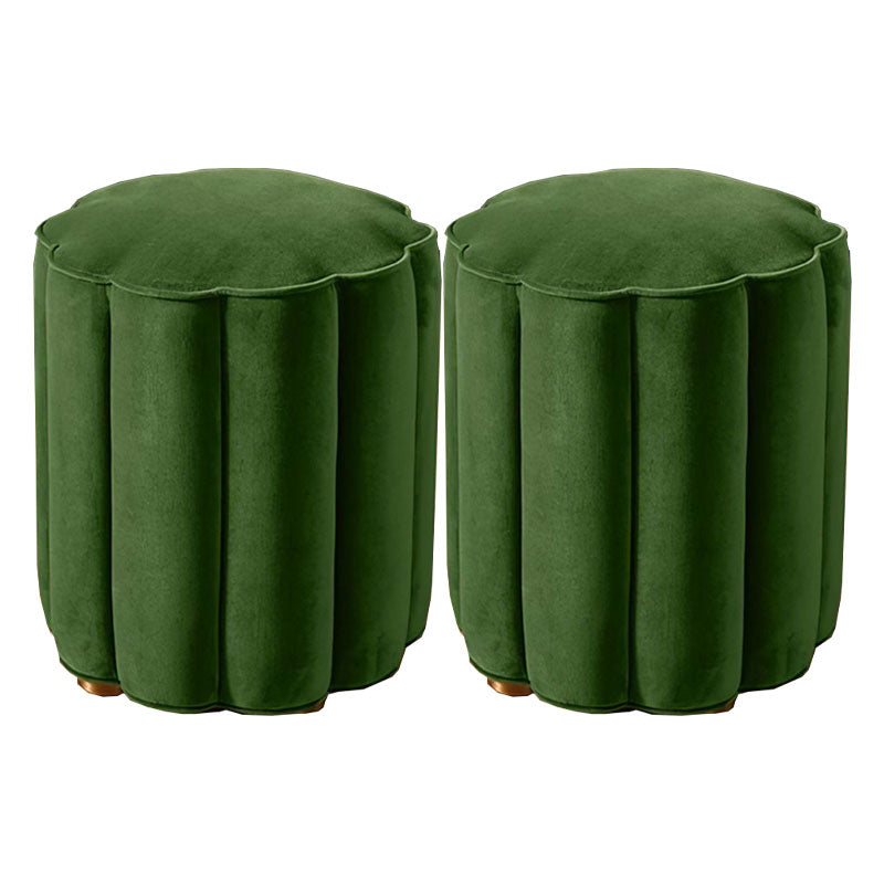 Solid Color Flannel Standard Stool Modern Style Simple Unique Shape Stool Green 2 Piece Set Clearhalo 'furn' 'furn_ottomans_poufs' 'Furniture' 'Living Room Furniture' 'Ottomans & Poufs' 'ottomans_poufs' 6934781