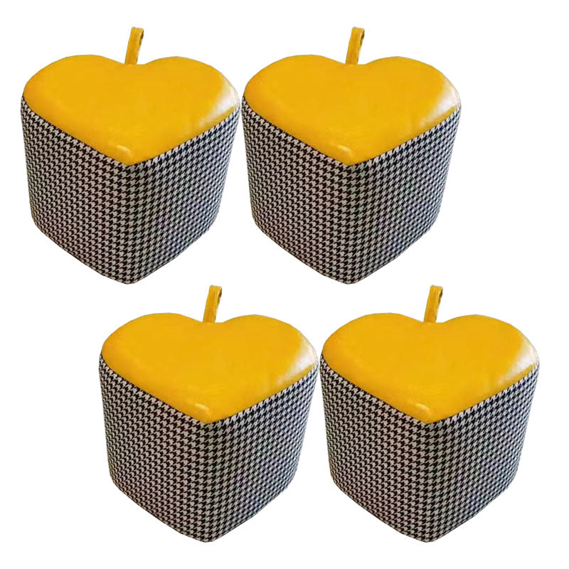 Fabric Standard Stool Modern Style Simple Heart-shaped Stool Yellow 4 Piece Set Clearhalo 'furn' 'furn_ottomans_poufs' 'Furniture' 'Living Room Furniture' 'Ottomans & Poufs' 'ottomans_poufs' 6934803