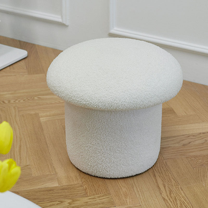 Solid Color Flannel Standard Stool Modern Style Simple Mushroom Stool White 1 Piece Clearhalo 'furn' 'furn_ottomans_poufs' 'Furniture' 'Living Room Furniture' 'Ottomans & Poufs' 'ottomans_poufs' 6934814