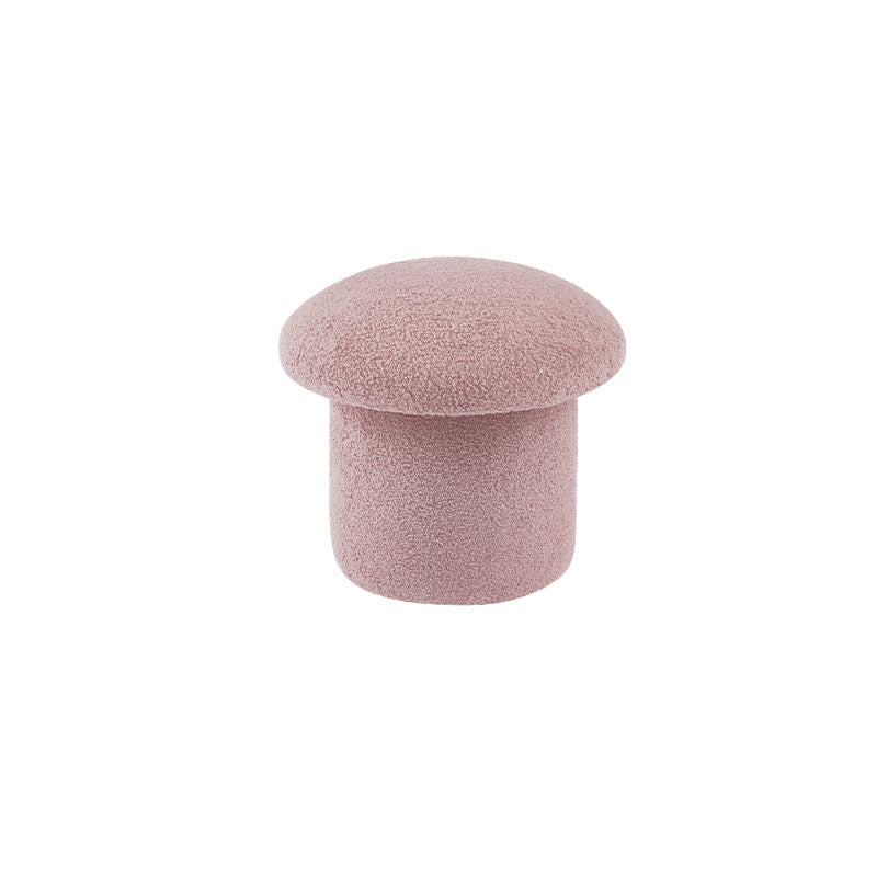 Solid Color Flannel Standard Stool Modern Style Simple Mushroom Stool Pink 1 Piece Clearhalo 'furn' 'furn_ottomans_poufs' 'Furniture' 'Living Room Furniture' 'Ottomans & Poufs' 'ottomans_poufs' 6934825