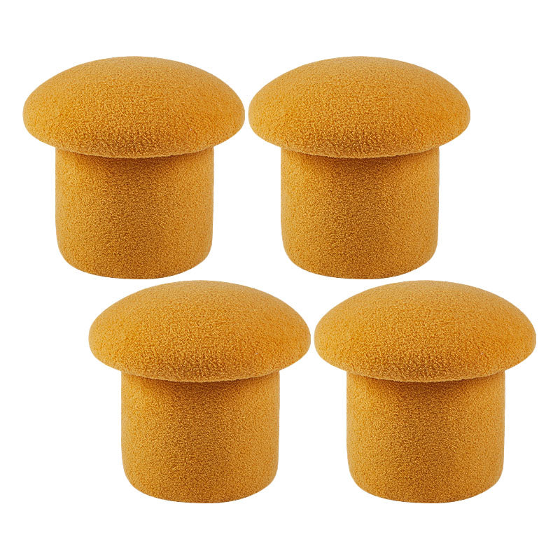 Solid Color Flannel Standard Stool Modern Style Simple Mushroom Stool Yellow 4 Piece Set Clearhalo 'furn' 'furn_ottomans_poufs' 'Furniture' 'Living Room Furniture' 'Ottomans & Poufs' 'ottomans_poufs' 6934835