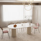 Dining Room Dinner Kitchen Table Double Pedestal Stone Oval Dining Table Clearhalo 'Dining Tables & Seating' 'Dining Tables' 'dining_table' 'furn' 'furn_dining_table' 'Furniture' 'Kitchen & Dining Furniture' 6936977
