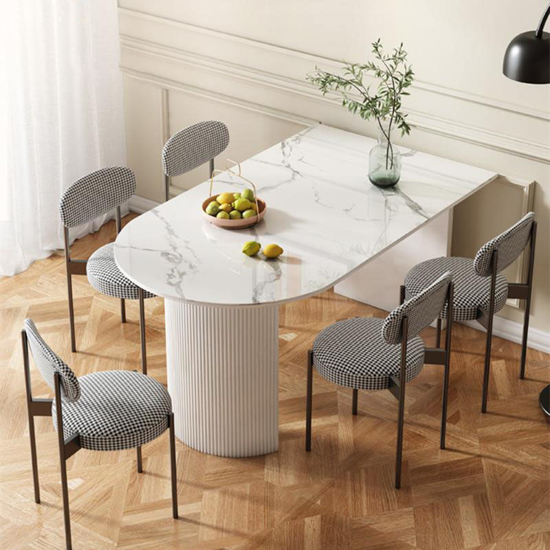 Dining Room Dinner Kitchen Table Double Pedestal Stone Dining Table Clearhalo 'Dining Tables & Seating' 'Dining Tables' 'dining_table' 'furn' 'furn_dining_table' 'Furniture' 'Kitchen & Dining Furniture' 6936992