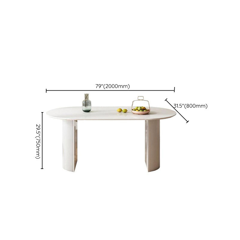 Dining Room Dinner Kitchen Table Double Pedestal Stone Dining Table Clearhalo 'Dining Tables & Seating' 'Dining Tables' 'dining_table' 'furn' 'furn_dining_table' 'Furniture' 'Kitchen & Dining Furniture' 6937003