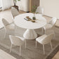 Sintered Stone Pedestal Dining Table Extendable Dining Table in White Clearhalo 'Dining Tables & Seating' 'Dining Tables' 'dining_table' 'furn' 'furn_dining_table' 'Furniture' 'Kitchen & Dining Furniture' 6937020
