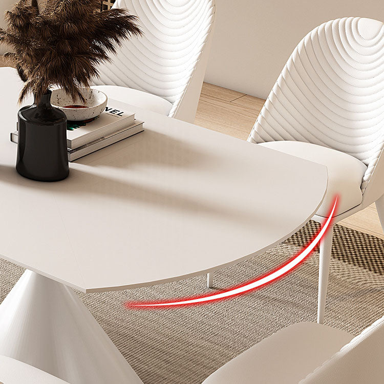 Sintered Stone Pedestal Dining Table Extendable Dining Table in White Clearhalo 'Dining Tables & Seating' 'Dining Tables' 'dining_table' 'furn' 'furn_dining_table' 'Furniture' 'Kitchen & Dining Furniture' 6937024
