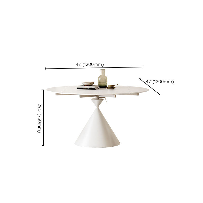 Sintered Stone Pedestal Dining Table Extendable Dining Table in White Clearhalo 'Dining Tables & Seating' 'Dining Tables' 'dining_table' 'furn' 'furn_dining_table' 'Furniture' 'Kitchen & Dining Furniture' 6937026