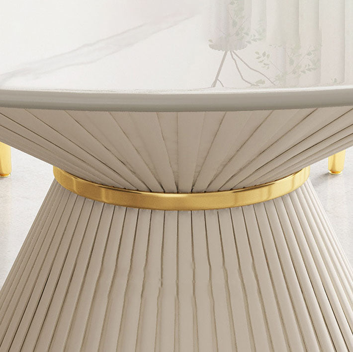 Glam Pedestal Dining Table White Dining Table with Turntable for Kitchen Clearhalo 'Dining Tables & Seating' 'Dining Tables' 'dining_table' 'furn' 'furn_dining_table' 'Furniture' 'Kitchen & Dining Furniture' 6937036