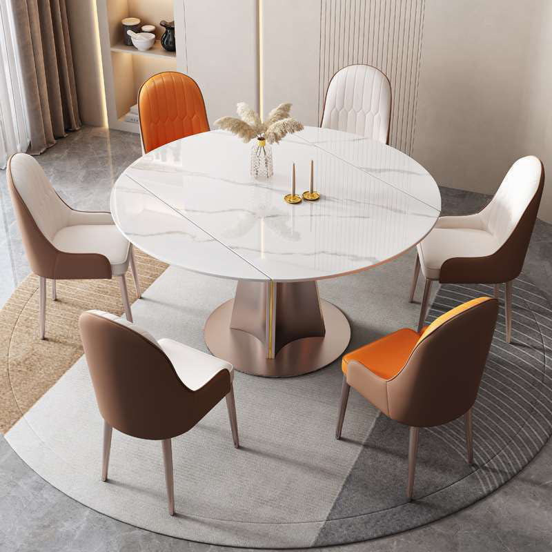 Metal Pedestal Dining Table Extendable Dining Table for Kitchen Clearhalo 'Dining Tables & Seating' 'Dining Tables' 'dining_table' 'furn' 'furn_dining_table' 'Furniture' 'Kitchen & Dining Furniture' 6937054