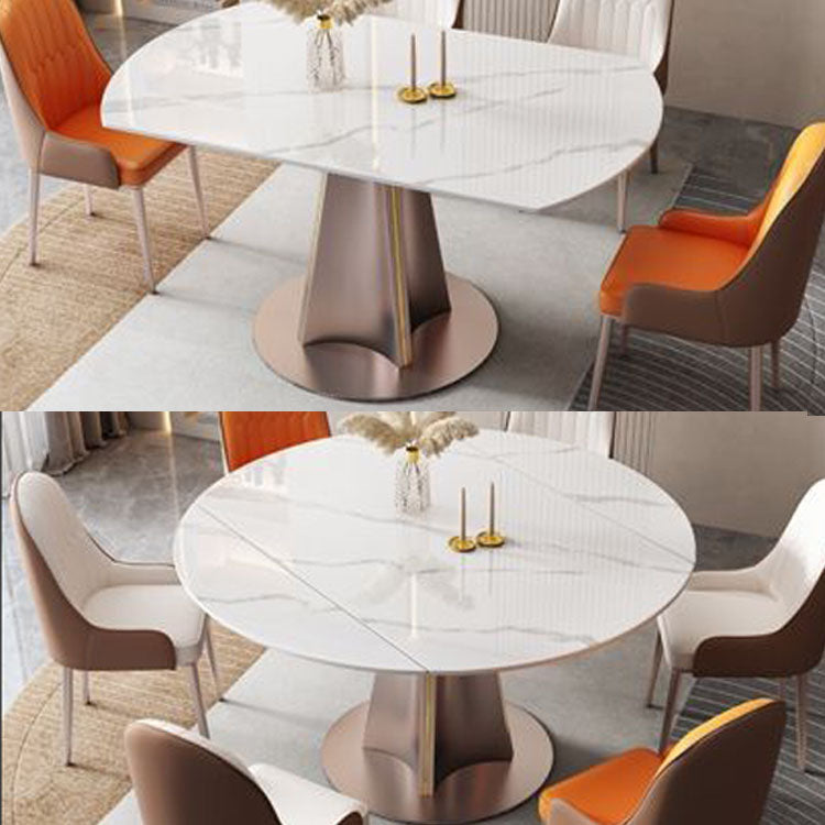 Metal Pedestal Dining Table Extendable Dining Table for Kitchen Clearhalo 'Dining Tables & Seating' 'Dining Tables' 'dining_table' 'furn' 'furn_dining_table' 'Furniture' 'Kitchen & Dining Furniture' 6937061