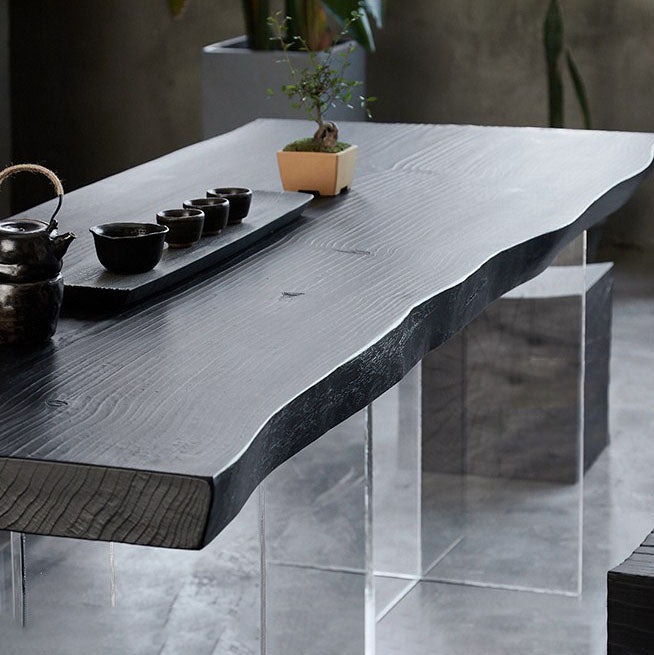 Pine Solid Wood Dining Table Acrylic Base Table for Dining Room Clearhalo 'Dining Tables & Seating' 'Dining Tables' 'dining_table' 'furn' 'furn_dining_table' 'Furniture' 'Kitchen & Dining Furniture' 6937076