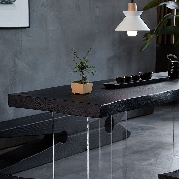 Pine Solid Wood Dining Table Acrylic Base Table for Dining Room Clearhalo 'Dining Tables & Seating' 'Dining Tables' 'dining_table' 'furn' 'furn_dining_table' 'Furniture' 'Kitchen & Dining Furniture' 6937077