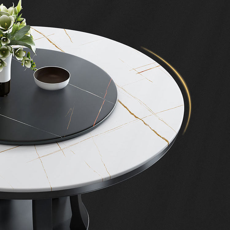 Rubberwood massief houten eettafel op voetstuk Converteerbare eettafel