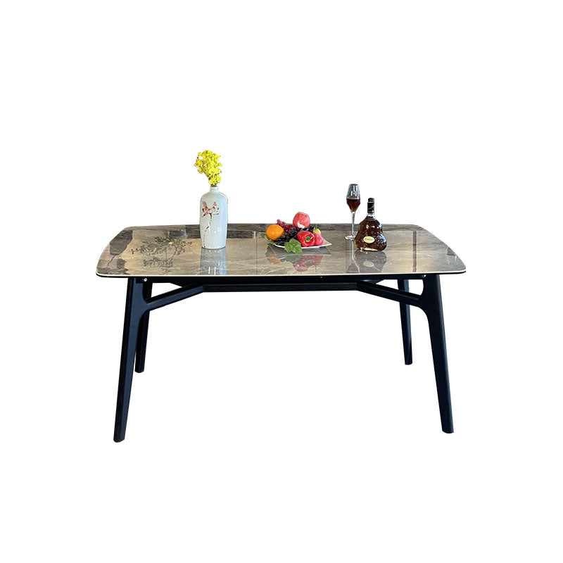 4 Legs Dining Table Rectangle Sintered Stone Table for Kitchen