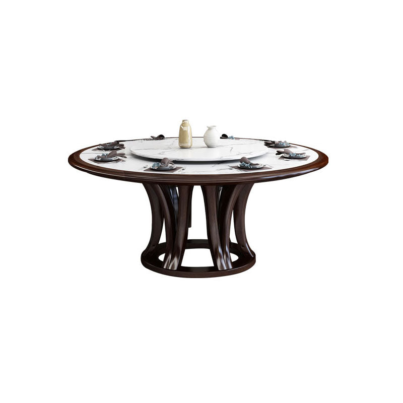 Pedestal Dining Table Convertible Dining Table for Dining Room Walnut Without Chairs Clearhalo 'Dining Tables & Seating' 'Dining Tables' 'dining_table' 'furn' 'furn_dining_table' 'Furniture' 'Kitchen & Dining Furniture' 6937147