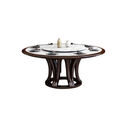 Pedestal Dining Table Convertible Dining Table for Dining Room Walnut Without Chairs Clearhalo 'Dining Tables & Seating' 'Dining Tables' 'dining_table' 'furn' 'furn_dining_table' 'Furniture' 'Kitchen & Dining Furniture' 6937147