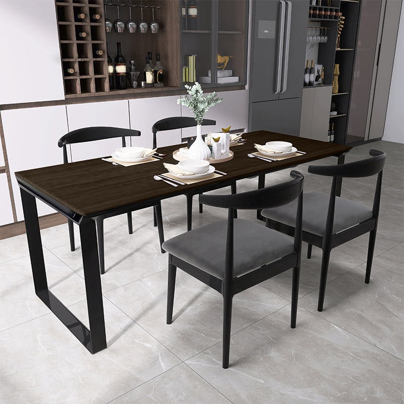 Black Pine Wood Modern Dining Table Set 1/5/7 Pcs Dinette Set for Home Clearhalo 'Dining Room Sets' 'Dining Tables & Seating' 'dining_room_set' 'furn' 'furn_dining_room_set' 'Furniture' 'Kitchen & Dining Furniture' 6937247