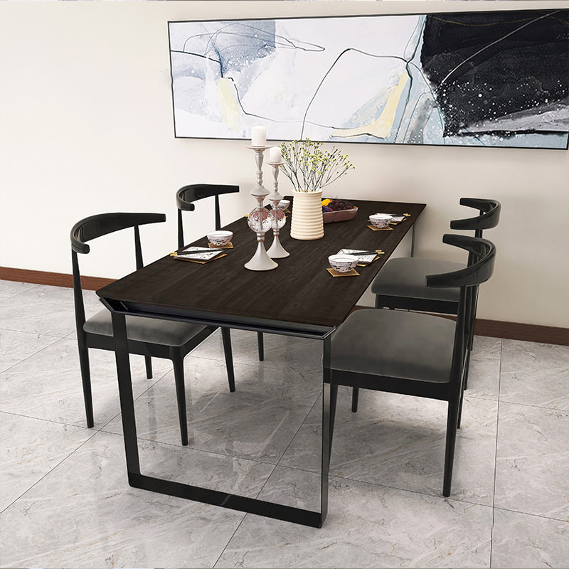 Black Pine Wood Modern Dining Table Set 1/5/7 Pcs Dinette Set for Home 5 Pieces: Table, 4 Chairs Clearhalo 'Dining Room Sets' 'Dining Tables & Seating' 'dining_room_set' 'furn' 'furn_dining_room_set' 'Furniture' 'Kitchen & Dining Furniture' 6937248