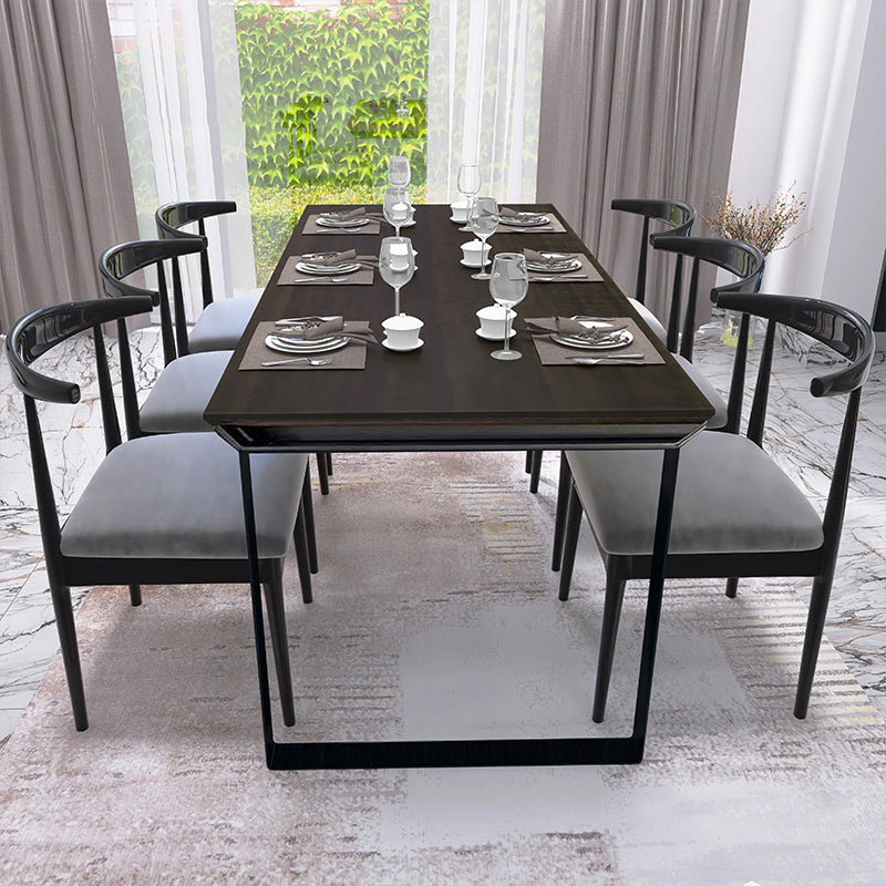 Black Pine Wood Modern Dining Table Set 1/5/7 Pcs Dinette Set for Home Clearhalo 'Dining Room Sets' 'Dining Tables & Seating' 'dining_room_set' 'furn' 'furn_dining_room_set' 'Furniture' 'Kitchen & Dining Furniture' 6937249
