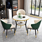Glossy White Stone Dining Table Set 1/2/4 Pcs Glam Dinette Set with Leather Chairs