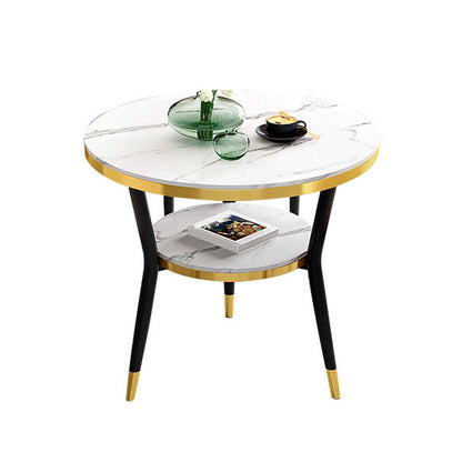 Glossy White Stone Dining Table Set 1/2/4 Pcs Glam Dinette Set with Leather Chairs