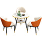 Glossy White Stone Dining Table Set 1/2/4 Pcs Glam Dinette Set with Leather Chairs