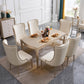 Nordic 1/2/7 Pieces Furniture Rectangle Stone Dining Table Set in White