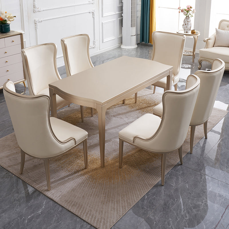 Nordic 1/2/7 Pieces Furniture Rectangle Stone Dining Table Set in White