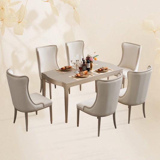 Nórdica 1/2/7 Piezas Muebles Mesa de comedor de piedra rectángica colocada en blanco