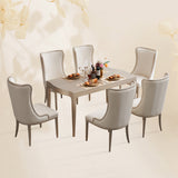 北欧1/2/7ピース家具長方形の石のダイニングテーブルセットホワイト