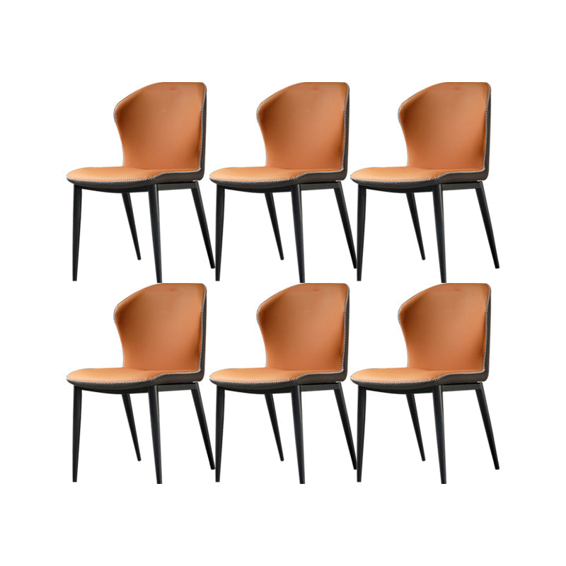 Faux Leather Kitchen Dining Chairs Contemporary Side Chairs with Metal Legs