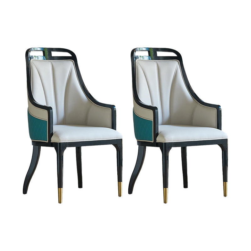 Faux Leather Dining Chairs Upholstered Arm Chairs with Wood Base 2 Piece Set Clearhalo 'Dining Chairs' 'Dining Tables & Seating' 'dining_chair' 'furn' 'furn_dining_chair' 'Furniture' 'Kitchen & Dining Furniture' 6937449