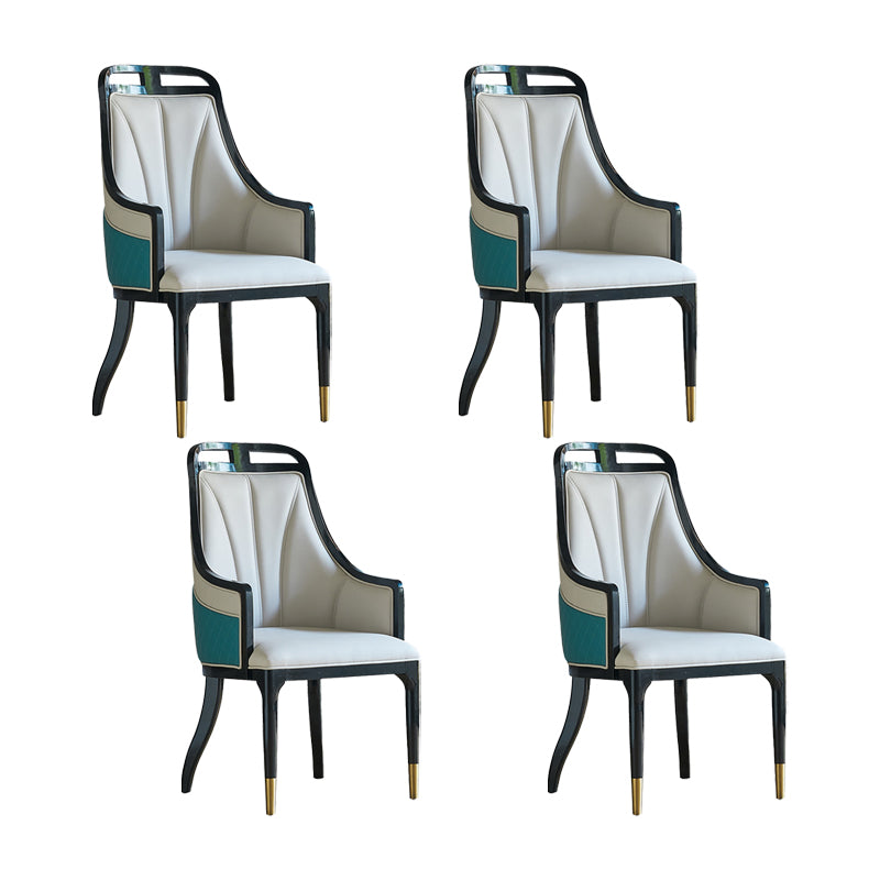 Faux Leather Dining Chairs Upholstered Arm Chairs with Wood Base 4 Piece Set Clearhalo 'Dining Chairs' 'Dining Tables & Seating' 'dining_chair' 'furn' 'furn_dining_chair' 'Furniture' 'Kitchen & Dining Furniture' 6937451
