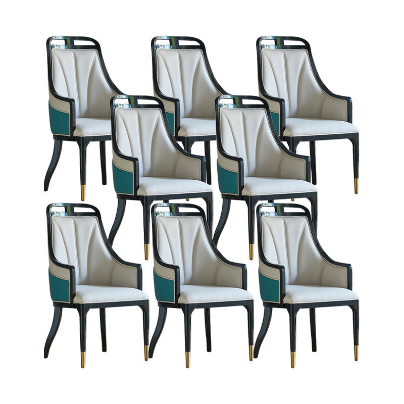 Faux Leather Dining Chairs Upholstered Arm Chairs with Wood Base 8 Piece Set Clearhalo 'Dining Chairs' 'Dining Tables & Seating' 'dining_chair' 'furn' 'furn_dining_chair' 'Furniture' 'Kitchen & Dining Furniture' 6937455