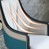 Faux Leather Dining Chairs Upholstered Arm Chairs with Wood Base