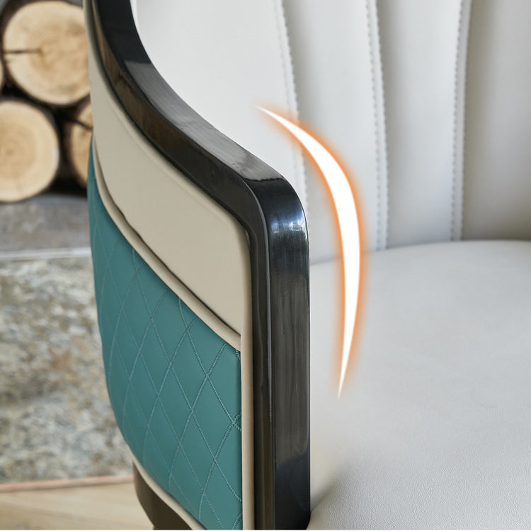 Faux Leather Dining Chairs Upholstered Arm Chairs with Wood Base Clearhalo 'Dining Chairs' 'Dining Tables & Seating' 'dining_chair' 'furn' 'furn_dining_chair' 'Furniture' 'Kitchen & Dining Furniture' 6937458