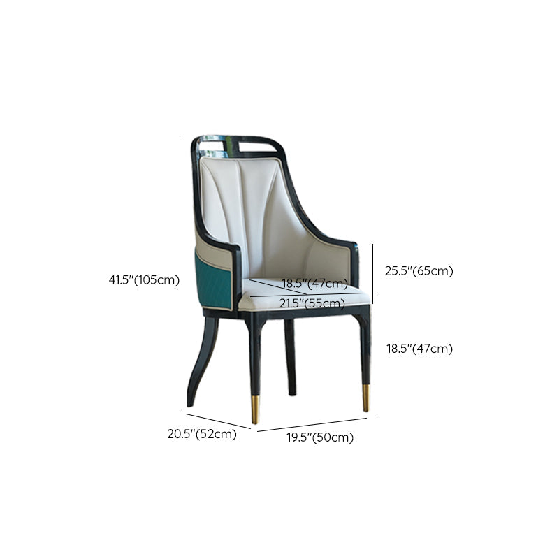 Faux Leather Dining Chairs Upholstered Arm Chairs with Wood Base Clearhalo 'Dining Chairs' 'Dining Tables & Seating' 'dining_chair' 'furn' 'furn_dining_chair' 'Furniture' 'Kitchen & Dining Furniture' 6937462