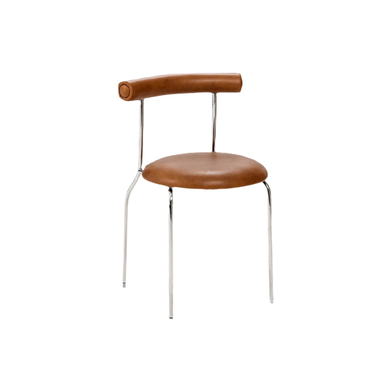 Kitchen Open Back Dining Chair Home Metal Armless Side Chair Brown 1 Piece Clearhalo 'Dining Chairs' 'Dining Tables & Seating' 'dining_chair' 'furn' 'furn_dining_chair' 'Furniture' 'Kitchen & Dining Furniture' 6937548