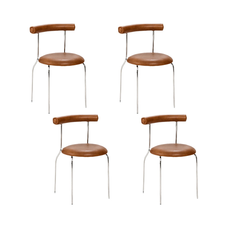 Kitchen Open Back Dining Chair Home Metal Armless Side Chair Brown 4 Piece Set Clearhalo 'Dining Chairs' 'Dining Tables & Seating' 'dining_chair' 'furn' 'furn_dining_chair' 'Furniture' 'Kitchen & Dining Furniture' 6937551