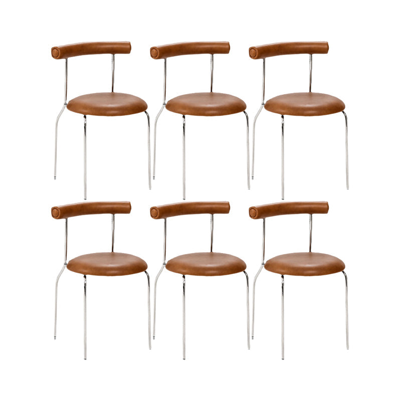 Kitchen Open Back Dining Chair Home Metal Armless Side Chair Brown 6 Piece Set Clearhalo 'Dining Chairs' 'Dining Tables & Seating' 'dining_chair' 'furn' 'furn_dining_chair' 'Furniture' 'Kitchen & Dining Furniture' 6937553