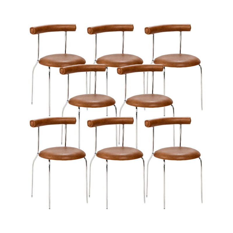 Kitchen Open Back Dining Chair Home Metal Armless Side Chair Brown 8 Piece Set Clearhalo 'Dining Chairs' 'Dining Tables & Seating' 'dining_chair' 'furn' 'furn_dining_chair' 'Furniture' 'Kitchen & Dining Furniture' 6937555