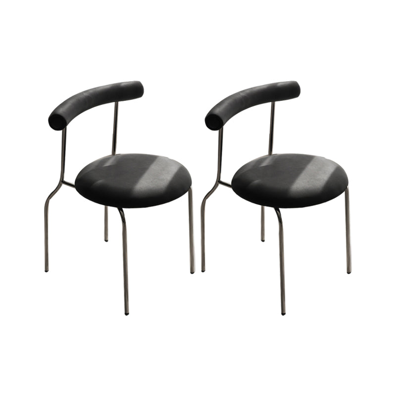 Kitchen Open Back Dining Chair Home Metal Armless Side Chair Black 2 Piece Set Clearhalo 'Dining Chairs' 'Dining Tables & Seating' 'dining_chair' 'furn' 'furn_dining_chair' 'Furniture' 'Kitchen & Dining Furniture' 6937558