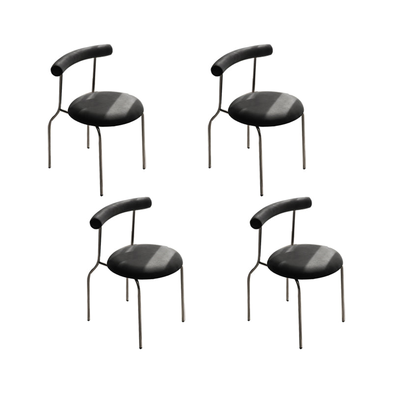 Kitchen Open Back Dining Chair Home Metal Armless Side Chair Black 4 Piece Set Clearhalo 'Dining Chairs' 'Dining Tables & Seating' 'dining_chair' 'furn' 'furn_dining_chair' 'Furniture' 'Kitchen & Dining Furniture' 6937561