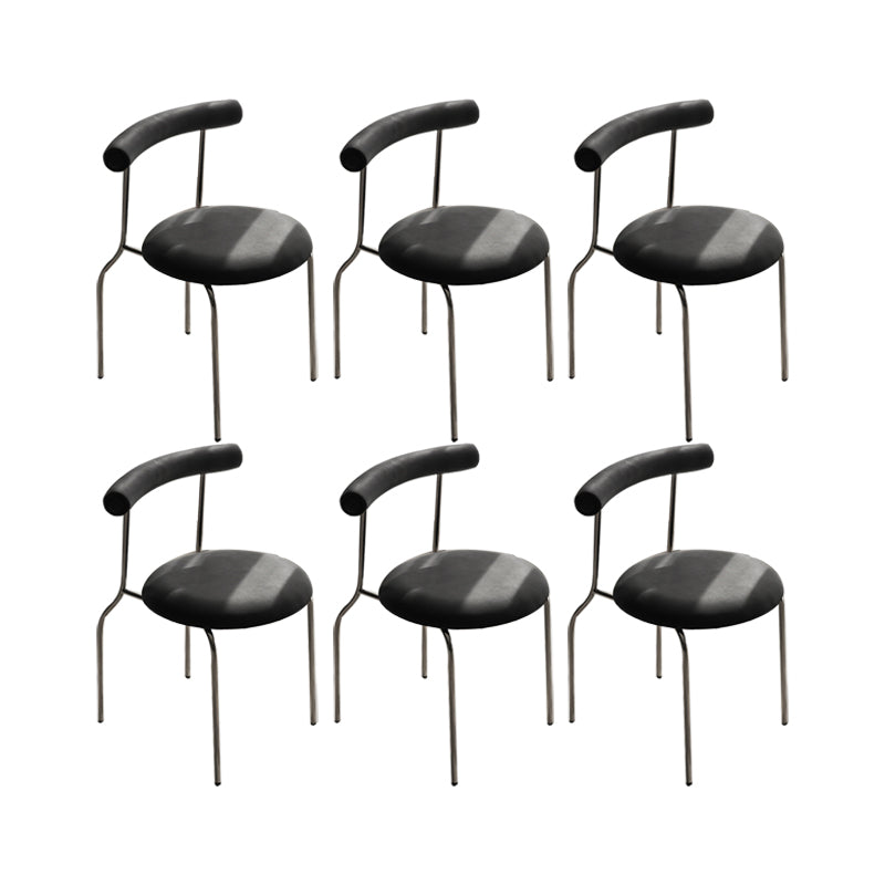 Kitchen Open Back Dining Chair Home Metal Armless Side Chair Black 6 Piece Set Clearhalo 'Dining Chairs' 'Dining Tables & Seating' 'dining_chair' 'furn' 'furn_dining_chair' 'Furniture' 'Kitchen & Dining Furniture' 6937563