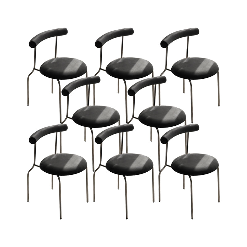 Kitchen Open Back Dining Chair Home Metal Armless Side Chair Black 8 Piece Set Clearhalo 'Dining Chairs' 'Dining Tables & Seating' 'dining_chair' 'furn' 'furn_dining_chair' 'Furniture' 'Kitchen & Dining Furniture' 6937565