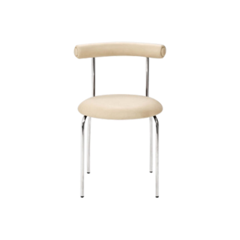 Kitchen Open Back Dining Chair Home Metal Armless Side Chair Off-White 1 Piece Clearhalo 'Dining Chairs' 'Dining Tables & Seating' 'dining_chair' 'furn' 'furn_dining_chair' 'Furniture' 'Kitchen & Dining Furniture' 6937566