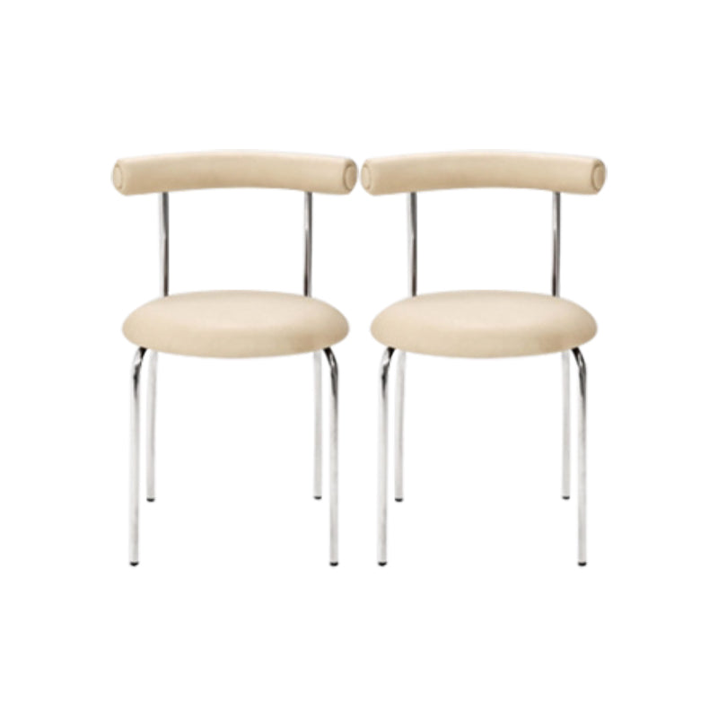 Kitchen Open Back Dining Chair Home Metal Armless Side Chair Off-White 2 Piece Set Clearhalo 'Dining Chairs' 'Dining Tables & Seating' 'dining_chair' 'furn' 'furn_dining_chair' 'Furniture' 'Kitchen & Dining Furniture' 6937567