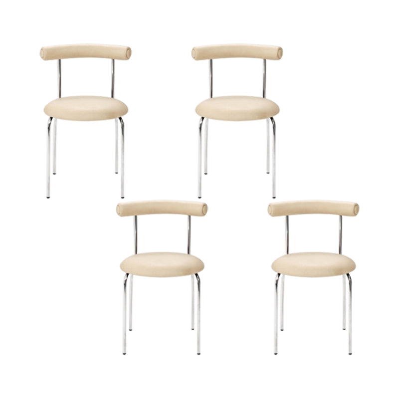 Kitchen Open Back Dining Chair Home Metal Armless Side Chair Off-White 4 Piece Set Clearhalo 'Dining Chairs' 'Dining Tables & Seating' 'dining_chair' 'furn' 'furn_dining_chair' 'Furniture' 'Kitchen & Dining Furniture' 6937568
