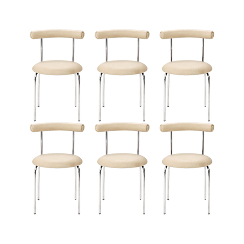 Kitchen Open Back Dining Chair Home Metal Armless Side Chair Off-White 6 Piece Set Clearhalo 'Dining Chairs' 'Dining Tables & Seating' 'dining_chair' 'furn' 'furn_dining_chair' 'Furniture' 'Kitchen & Dining Furniture' 6937569