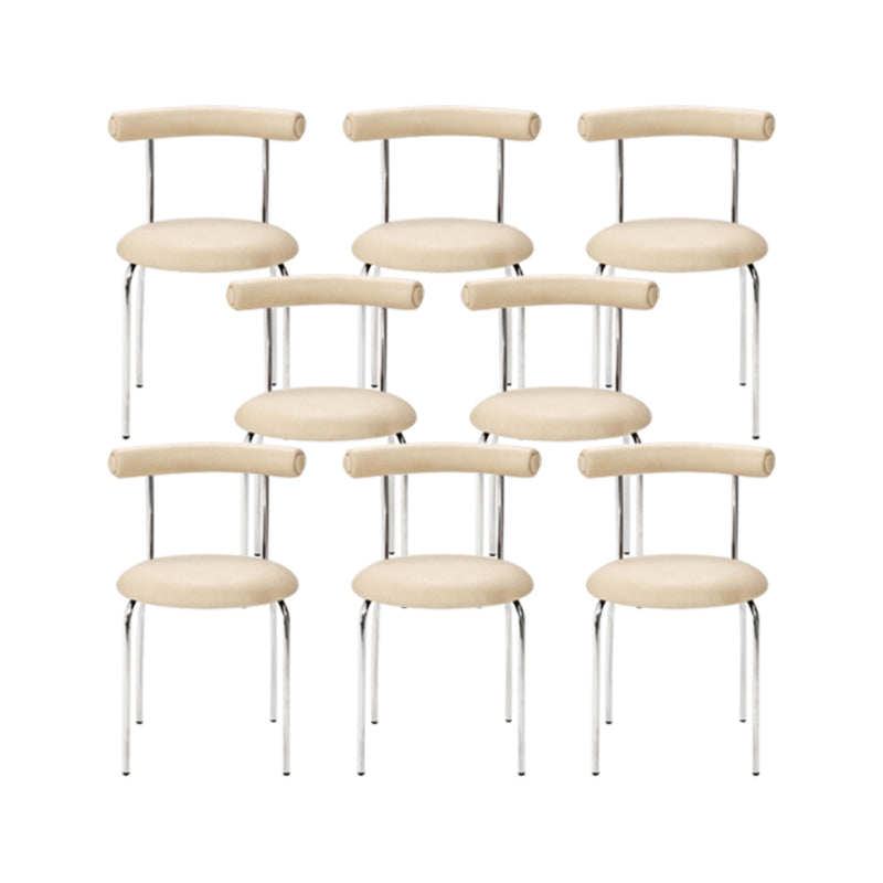Kitchen Open Back Dining Chair Home Metal Armless Side Chair Off-White 8 Piece Set Clearhalo 'Dining Chairs' 'Dining Tables & Seating' 'dining_chair' 'furn' 'furn_dining_chair' 'Furniture' 'Kitchen & Dining Furniture' 6937570